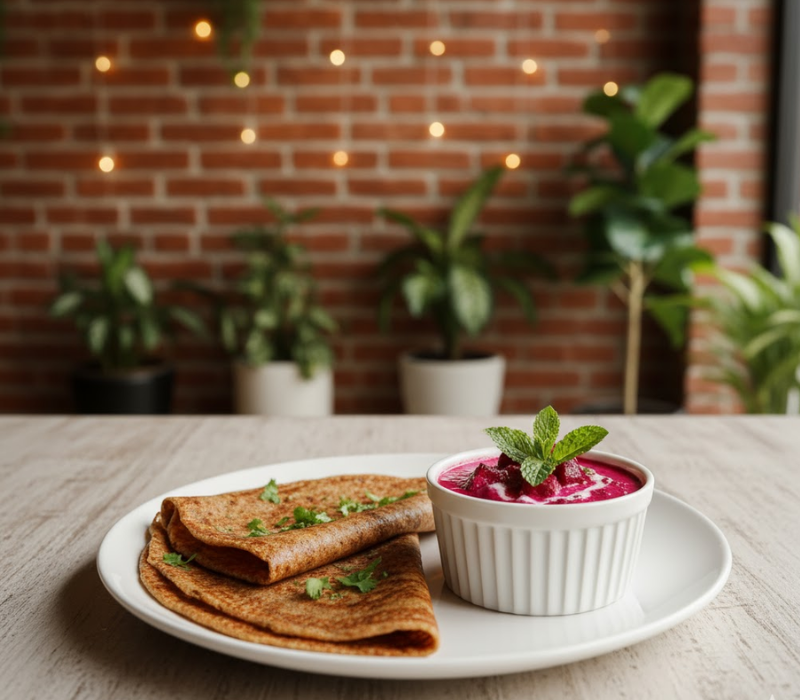 Beetroot Kurma with Ragi Dosa
