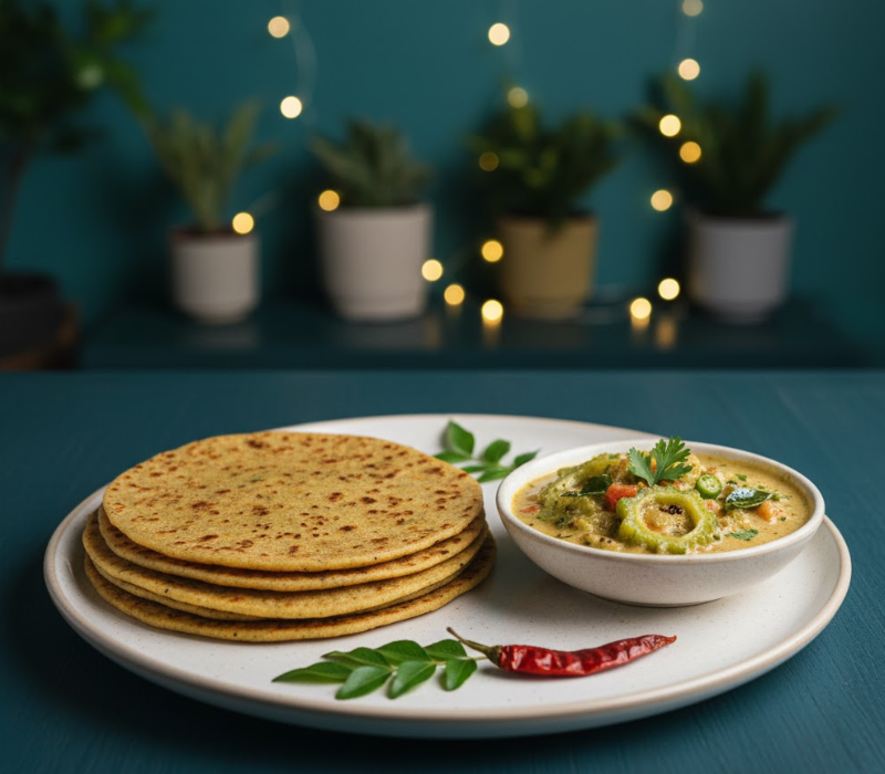 Bitter Gourd Kurma with Thinai Chapati