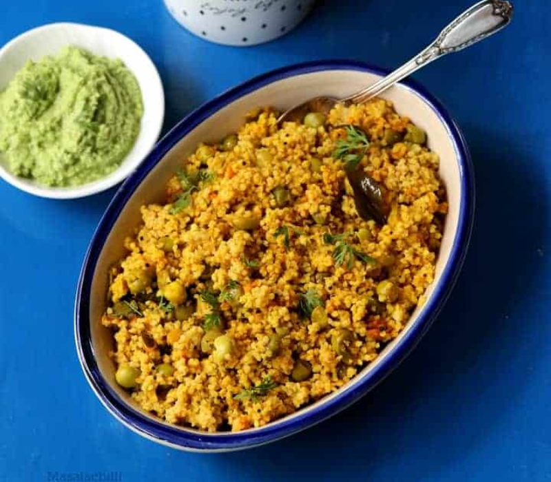 Foxtail Millet Upma with Beetroot Garnish