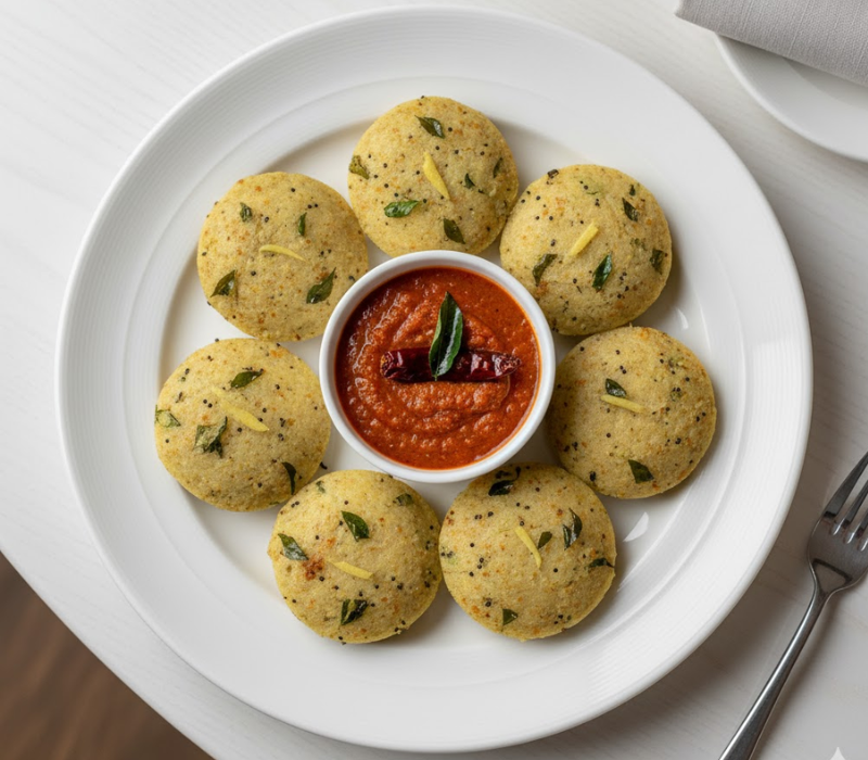 Ginger-Curry Leaf Idli (Millet-based)