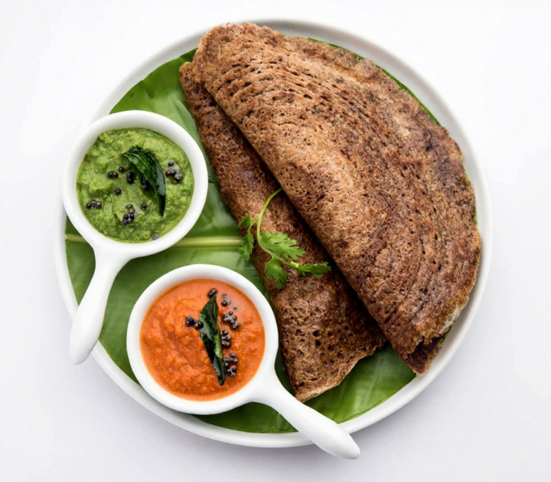 Sprouted Moong Adai with Mint Chutney
