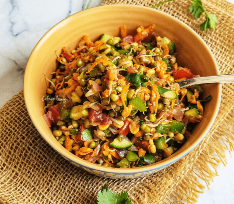 Sprouted Moong Salad Bowl with Walnuts