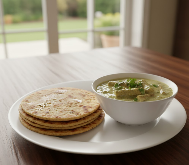 Urad Dal Chapati with Drumstick Kurma