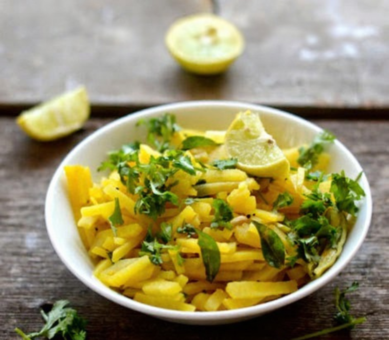 Vazhaithandu Salad with Lemon Dressing